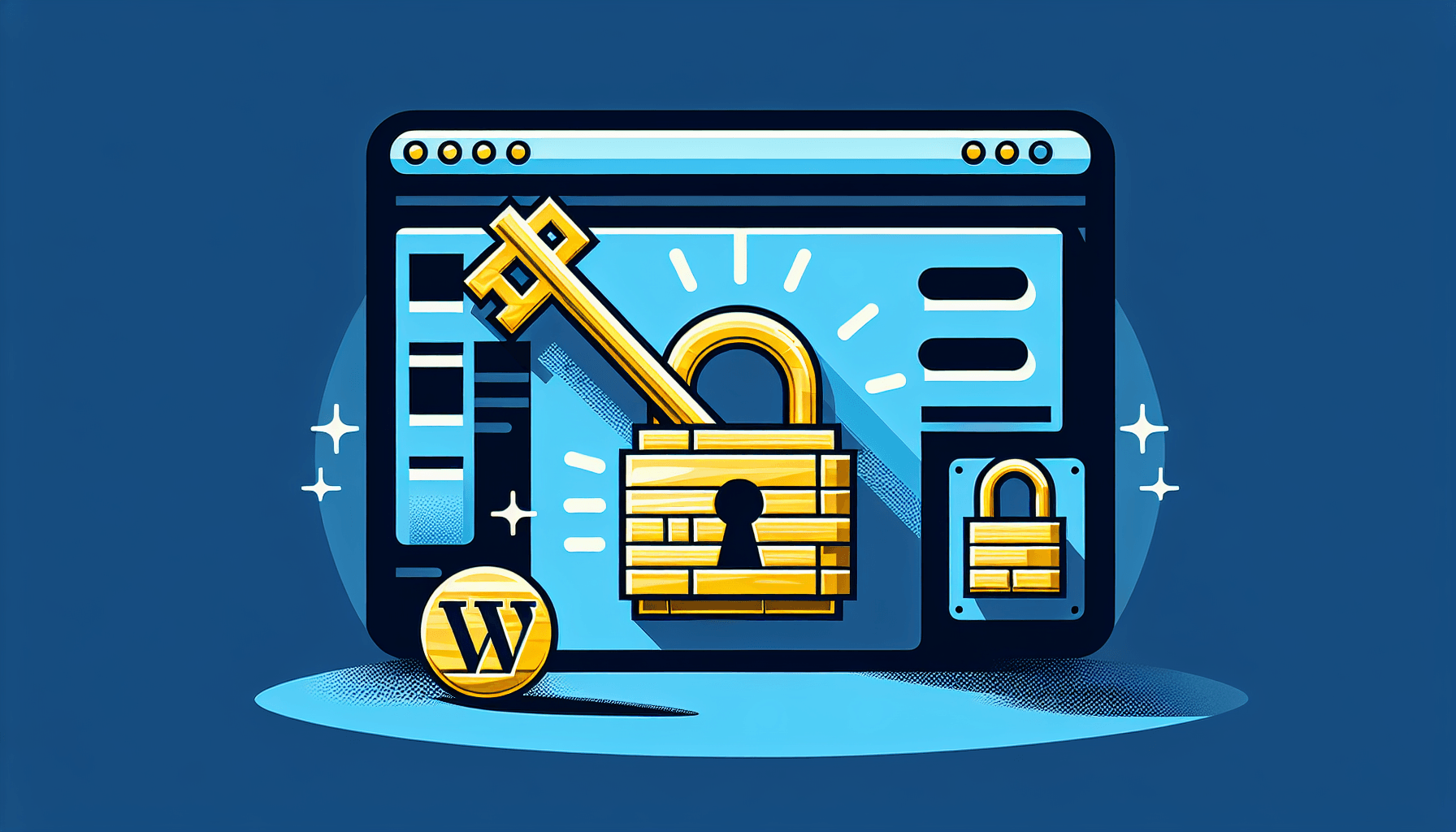 Bezpieczeństwo WordPress: kłódka, klucz, interfejs przeglądarki