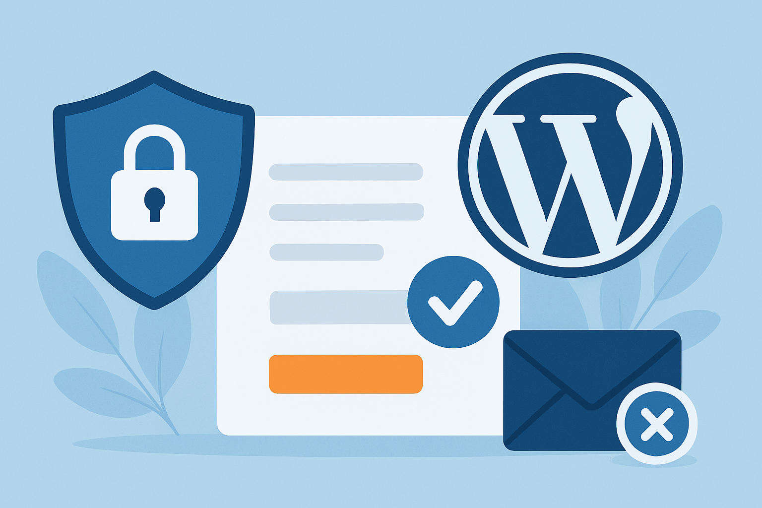 Ikony zabezpieczeń i WordPressa na tle