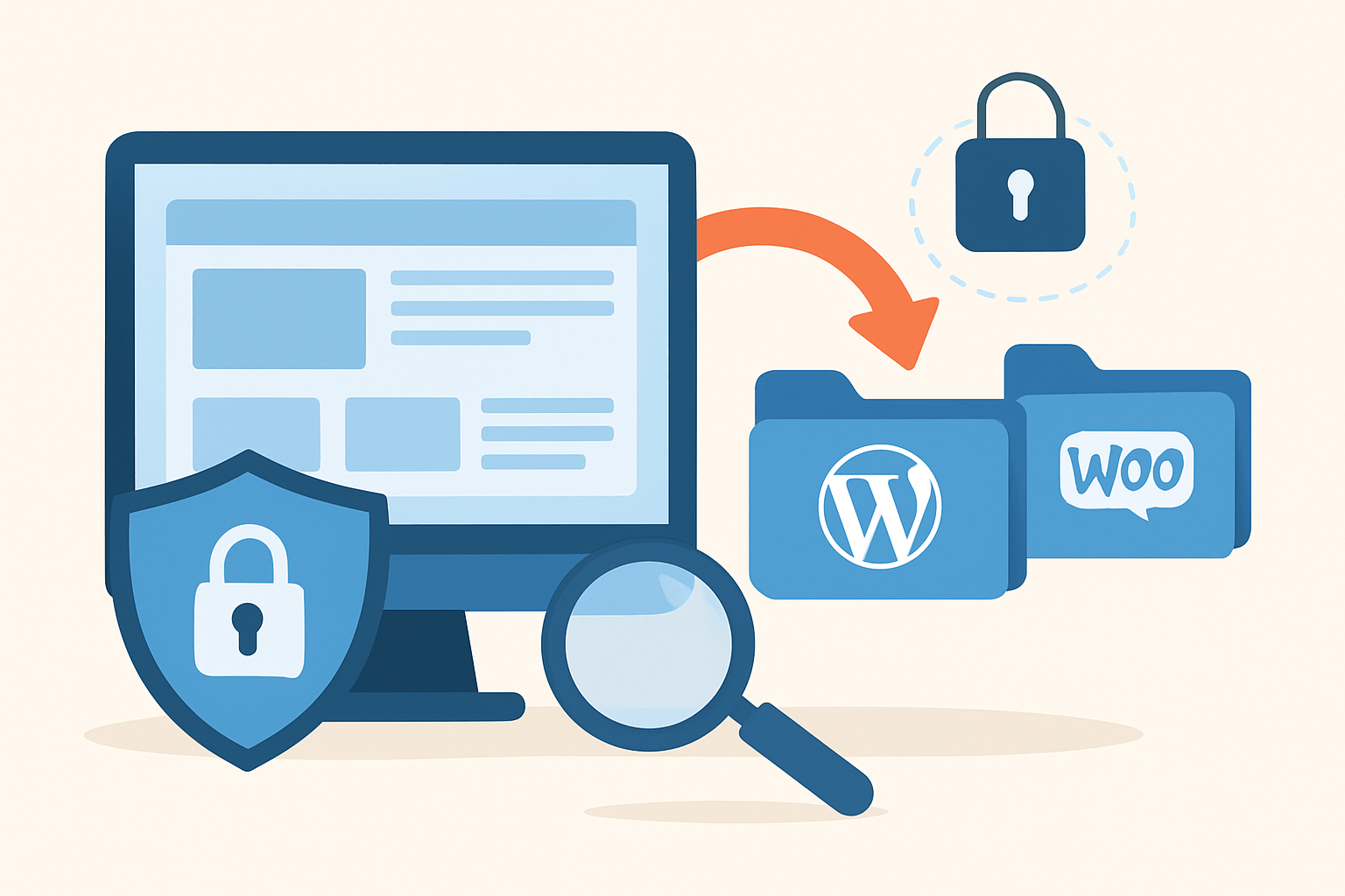 Komputer z ikonami zabezpieczeń danych