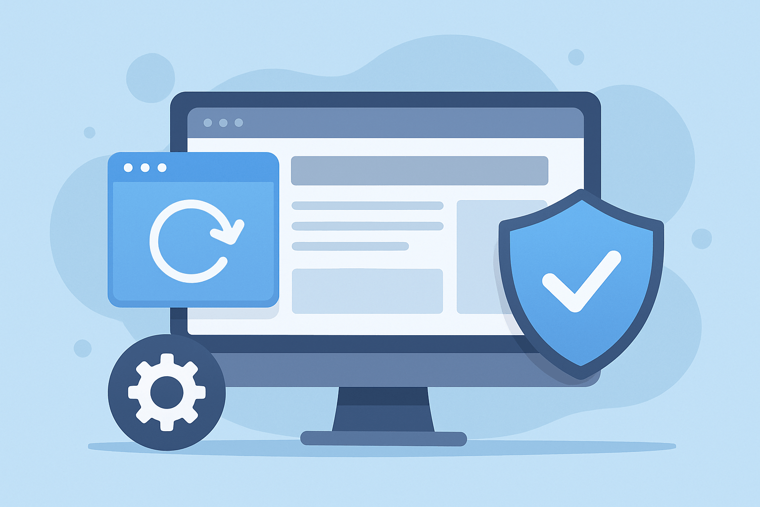 Komputer z ikonami zabezpieczeń