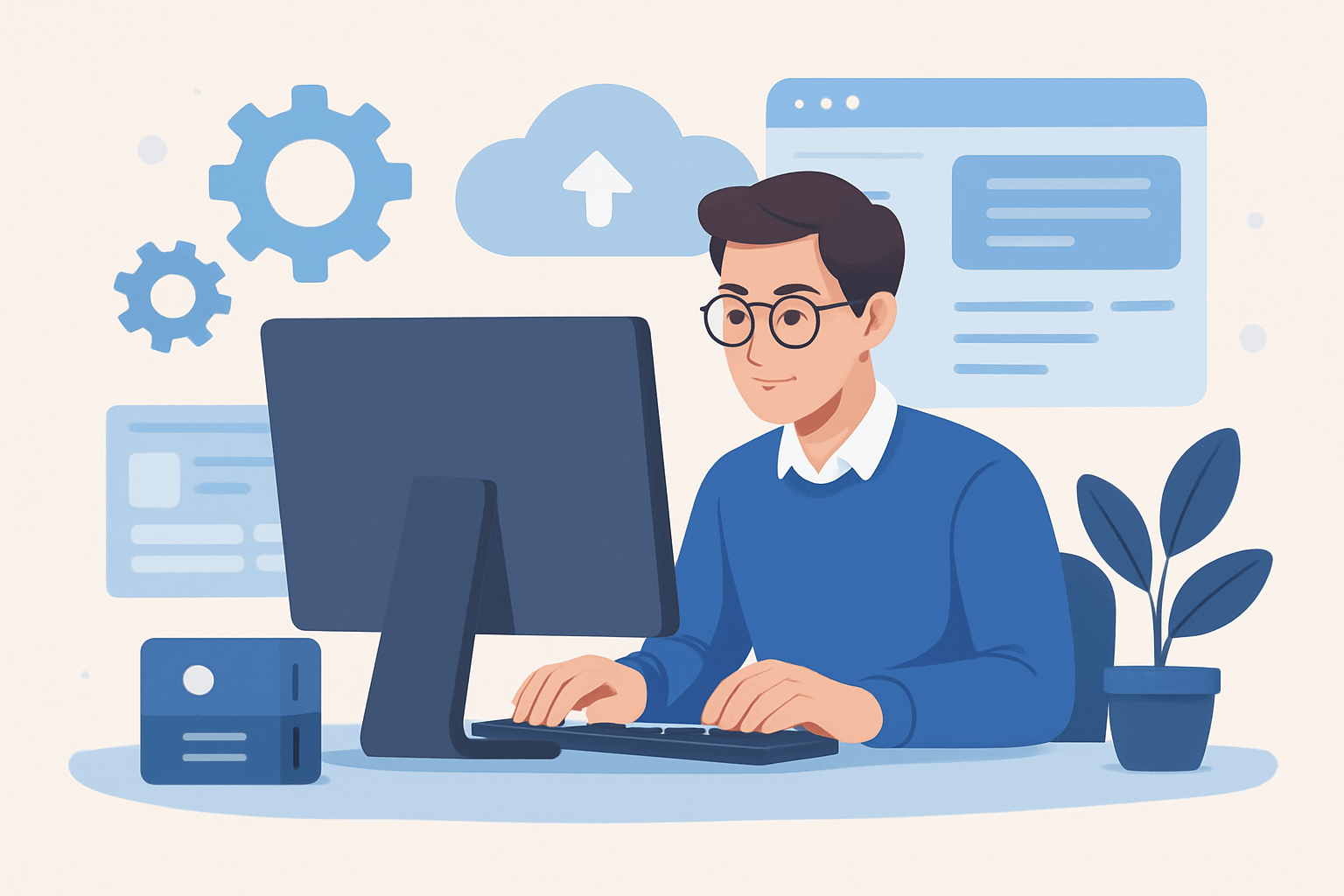 Mężczyzna pracujący przy komputerze