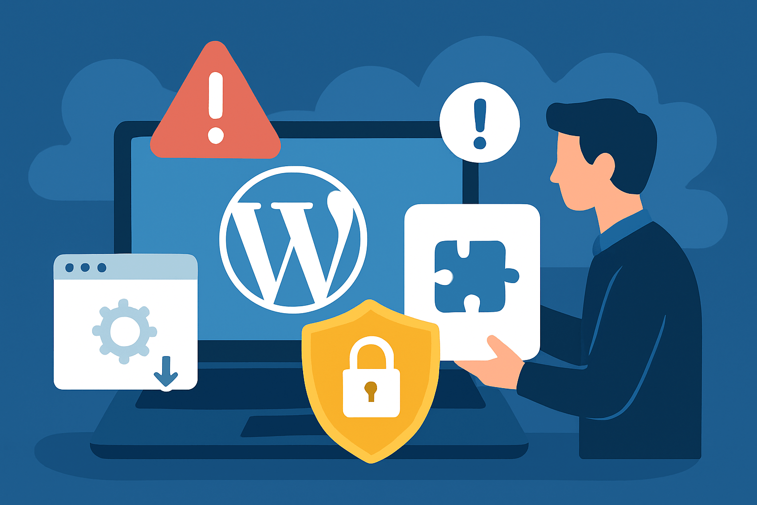 Użytkownik pracujący z WordPress