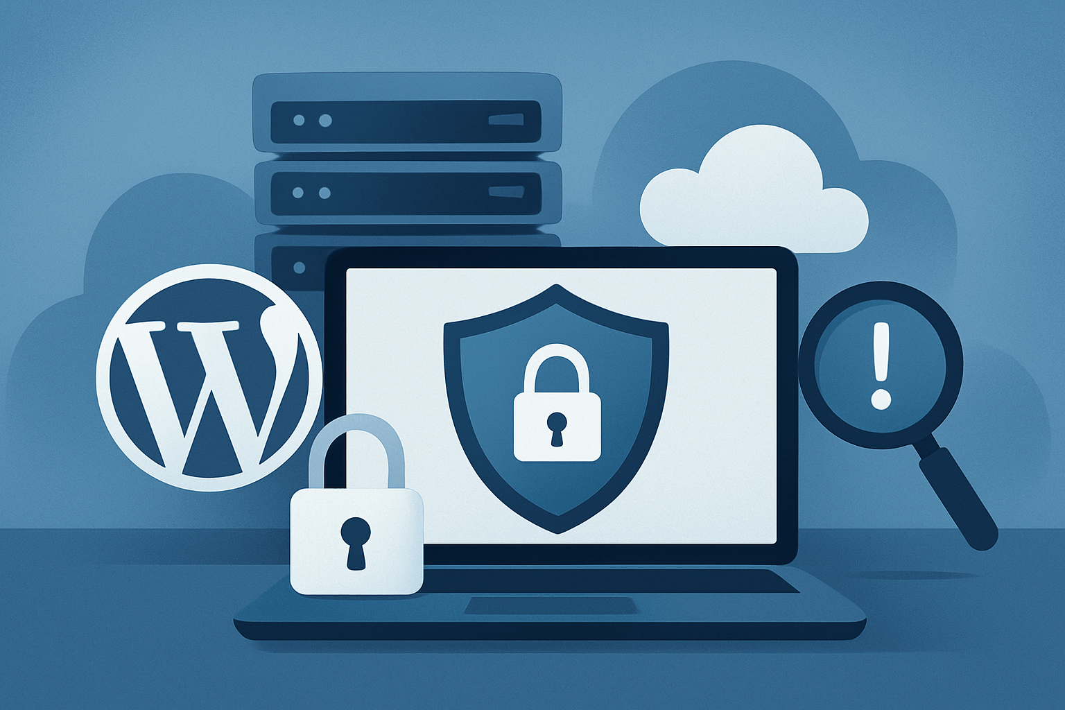 Komputer z ikonami bezpieczeństwa