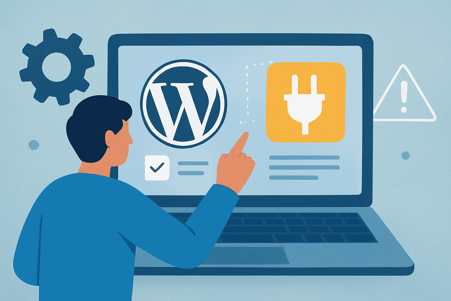 Osoba korzystająca z WordPress na laptopie