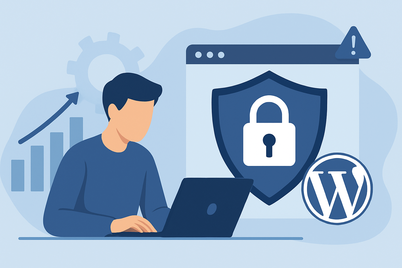 Mężczyzna pracujący na bezpiecznym komputerze