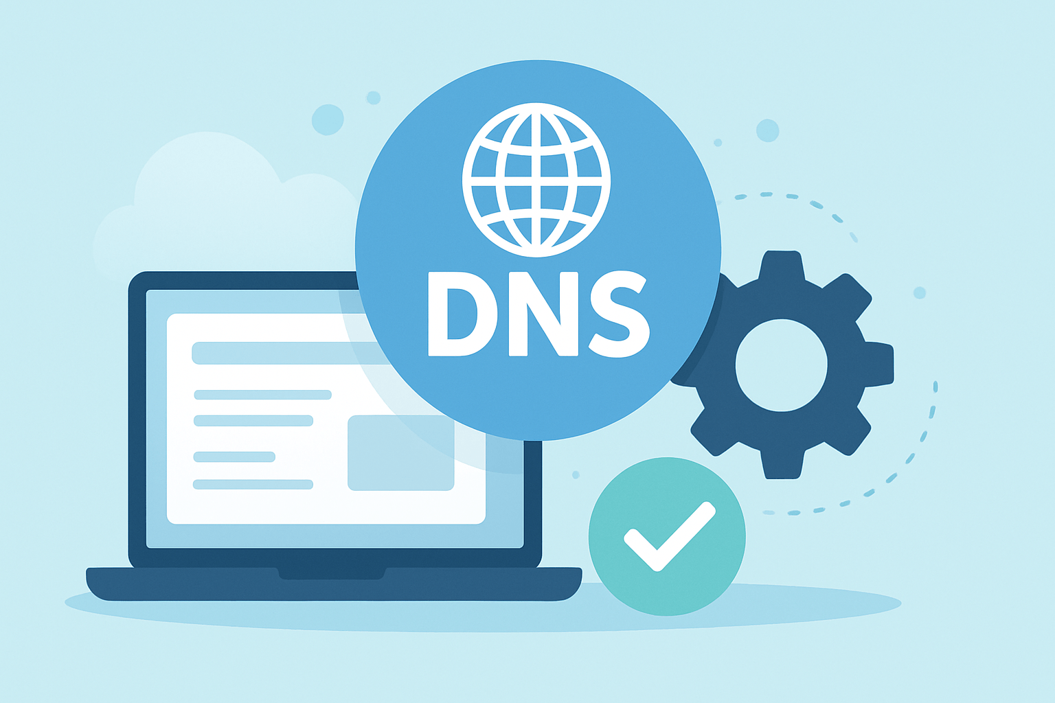 Ikona DNS z komputerem i narzędziem