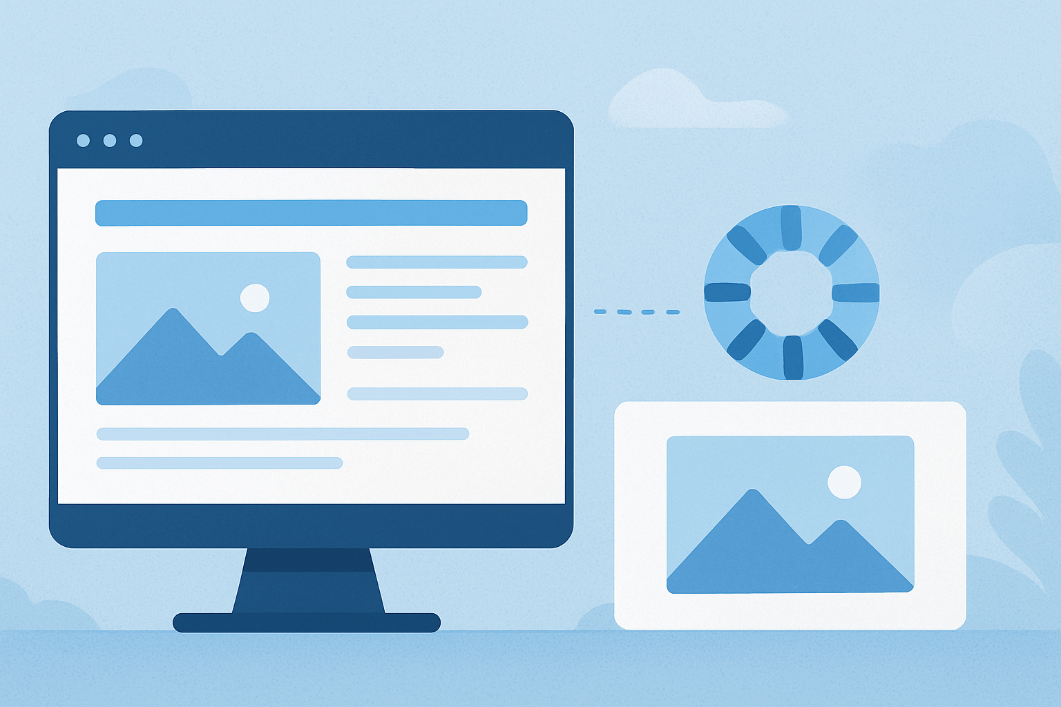 Komputer z obrazem i ikoną pomocy