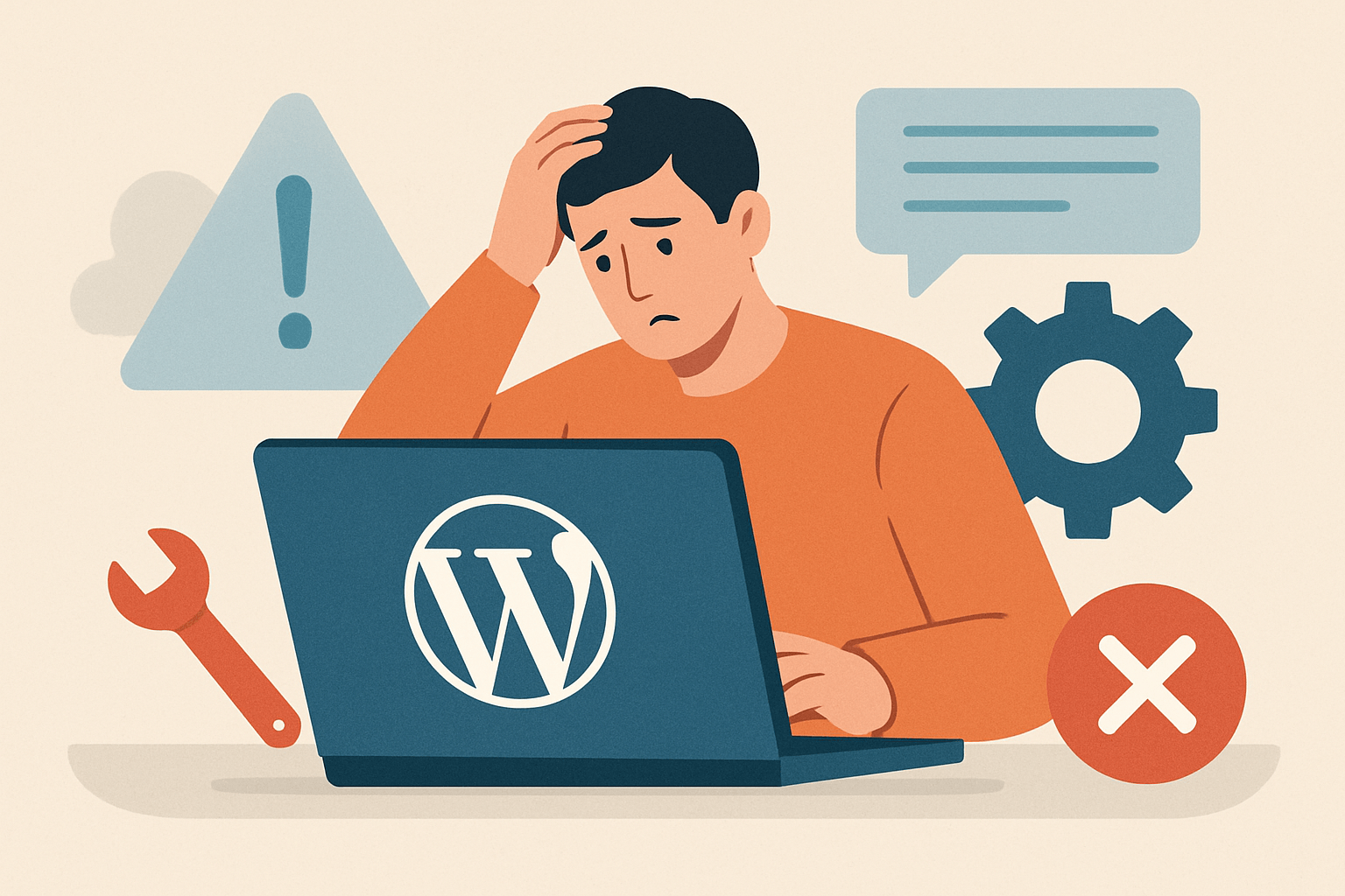 Mężczyzna zmartwiony przy komputerze