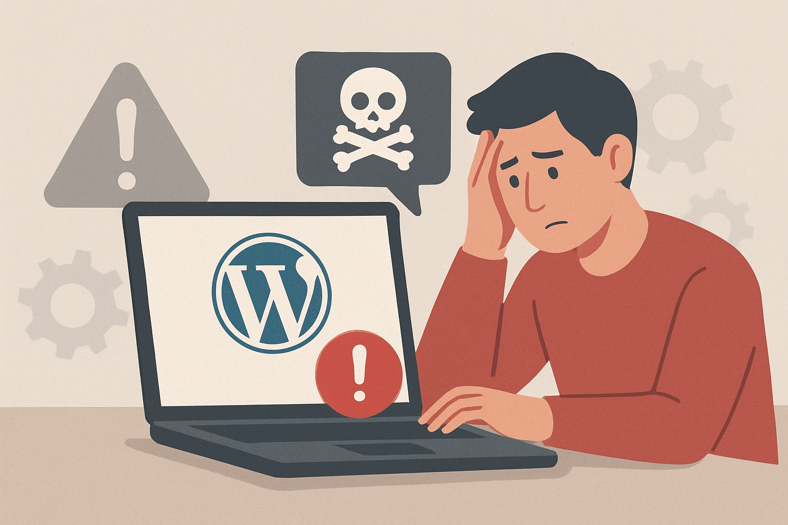 Zmartwiony mężczyzna przy laptopie