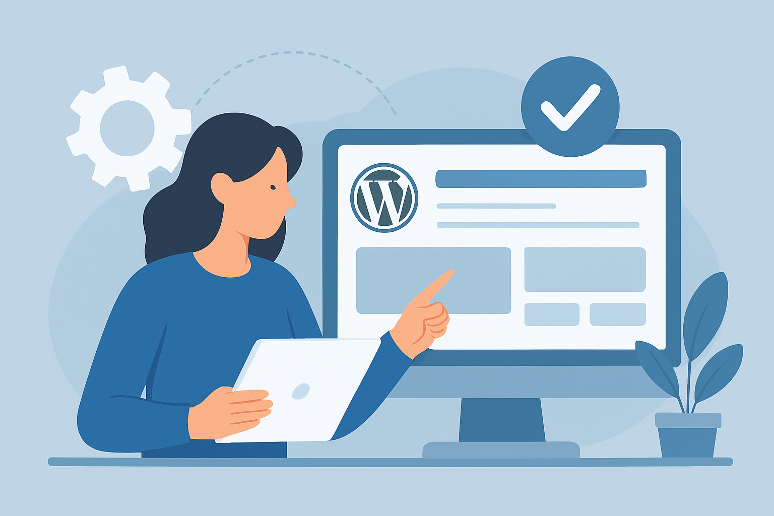Osoba obsługująca WordPress na komputerze