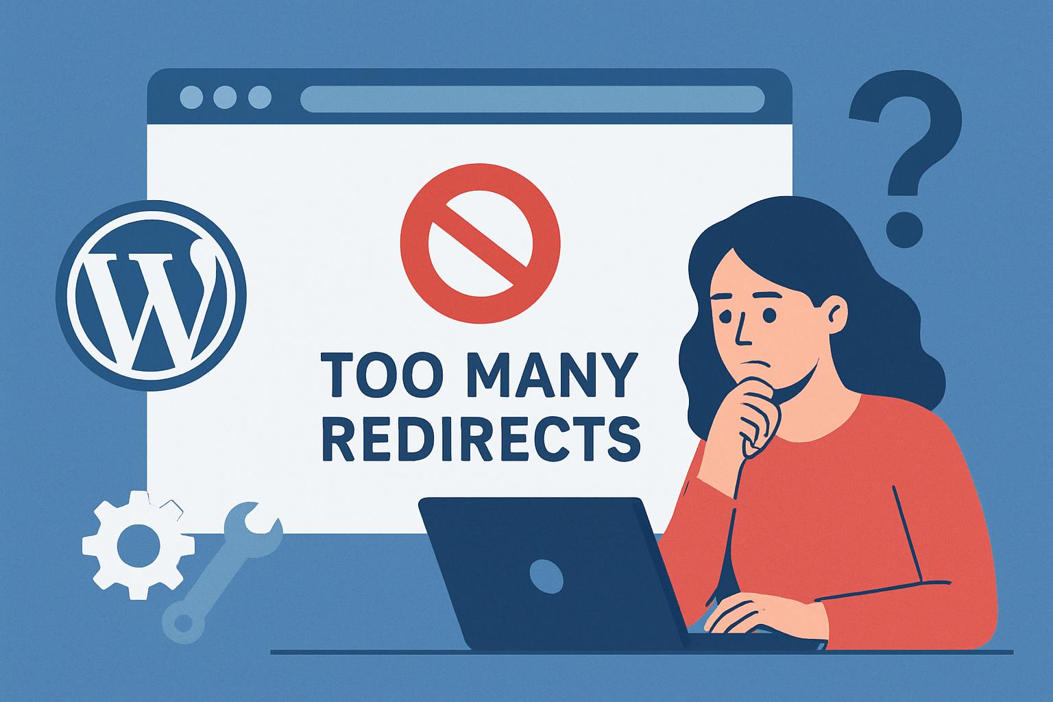 Kobieta myśląca o błędzie na stronie