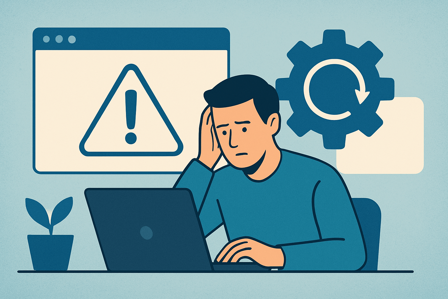 Zmartwiony mężczyzna przy komputerze