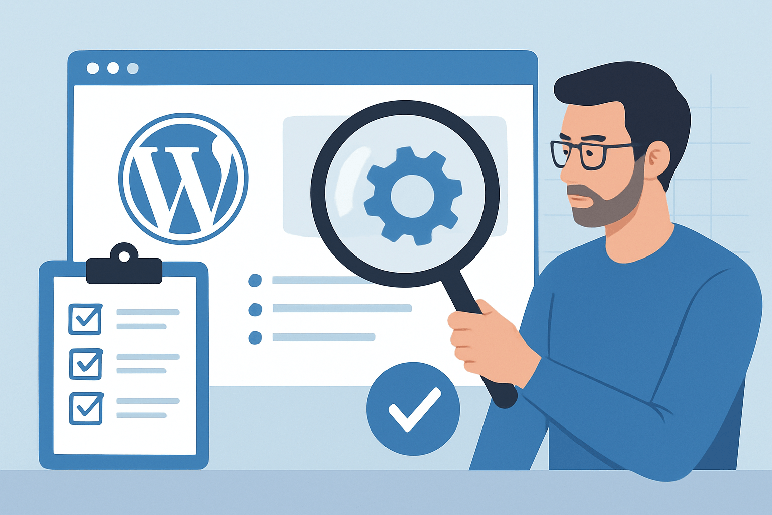 Mężczyzna przegląda stronę WordPress