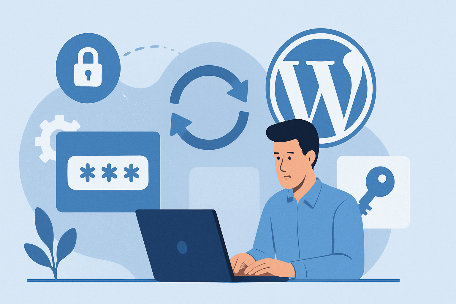 Mężczyzna pracujący przy laptopie.