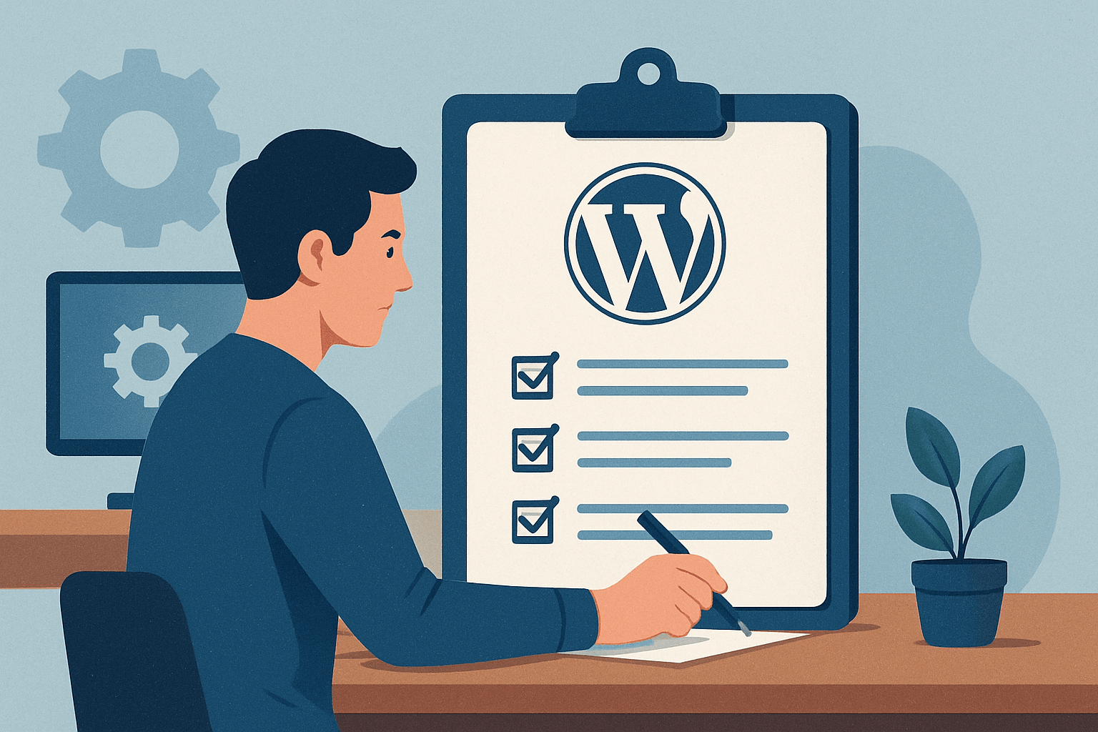 Osoba pracująca z WordPress na biurku