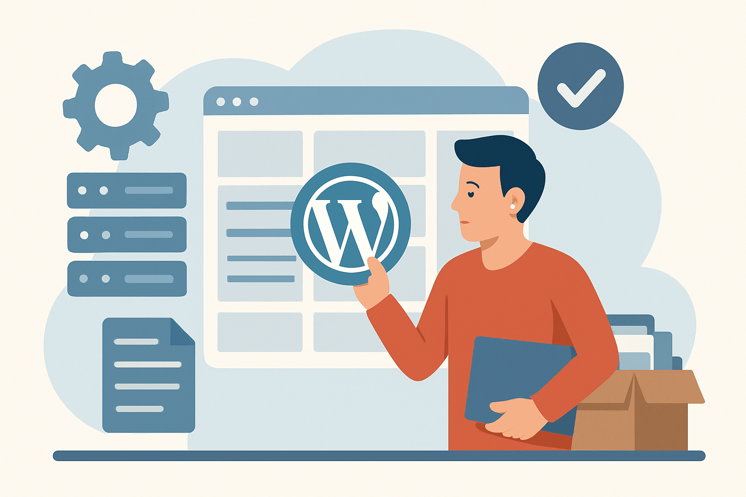 Użytkownik z logo WordPressa