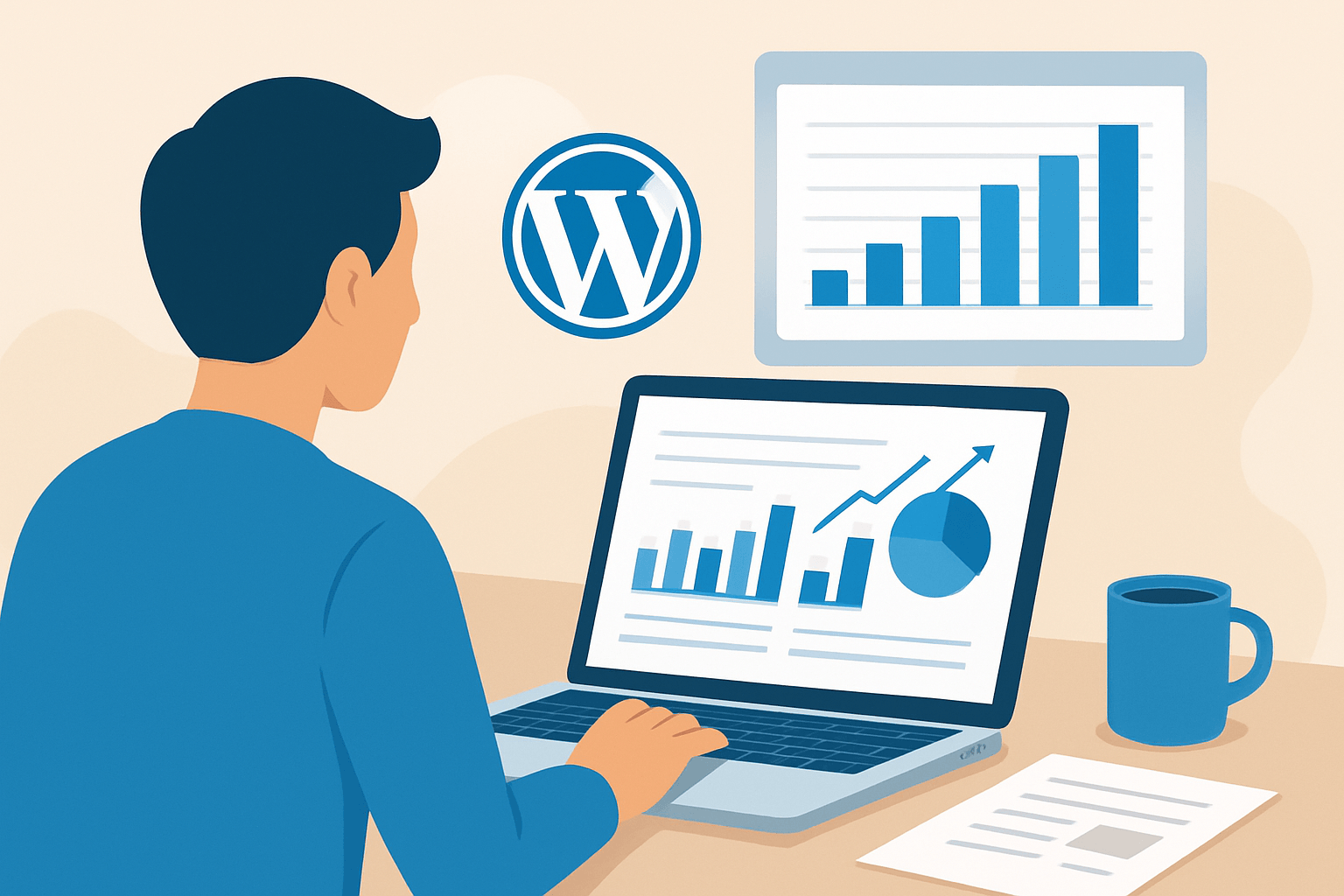 Użytkownik analizuje dane na laptopie