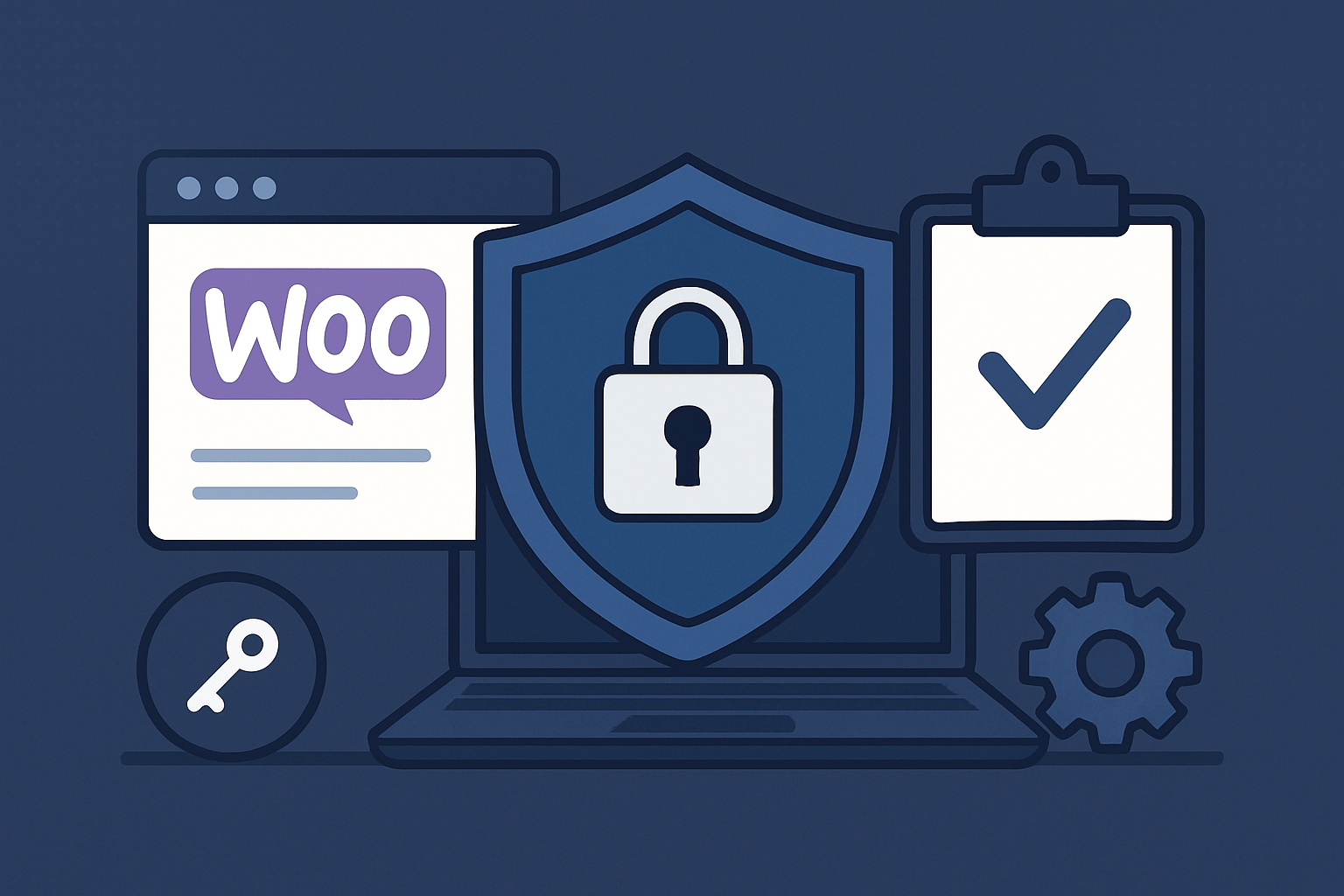 Ochrona WooCommerce na laptopie z kłódką
